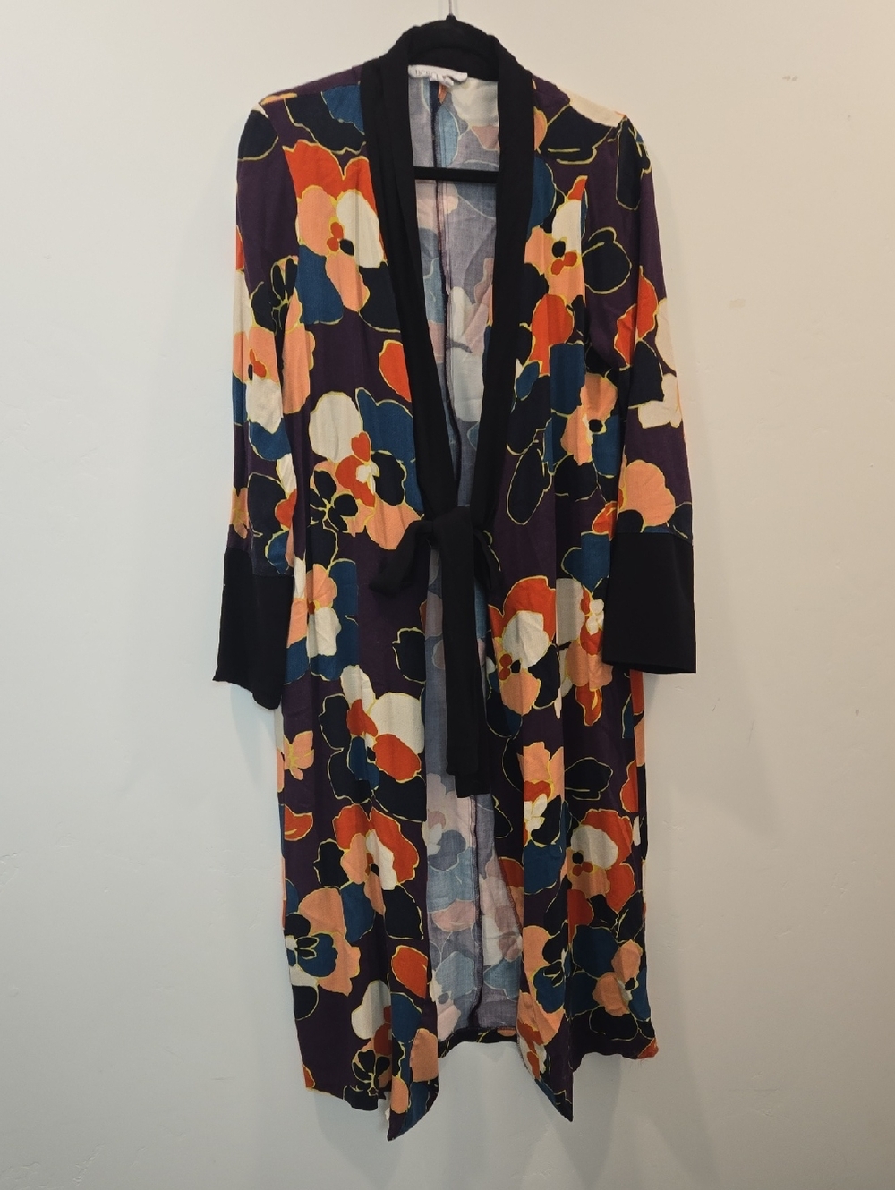 BCBGeneration Navy, Blue and Orange Floral Print Kimono